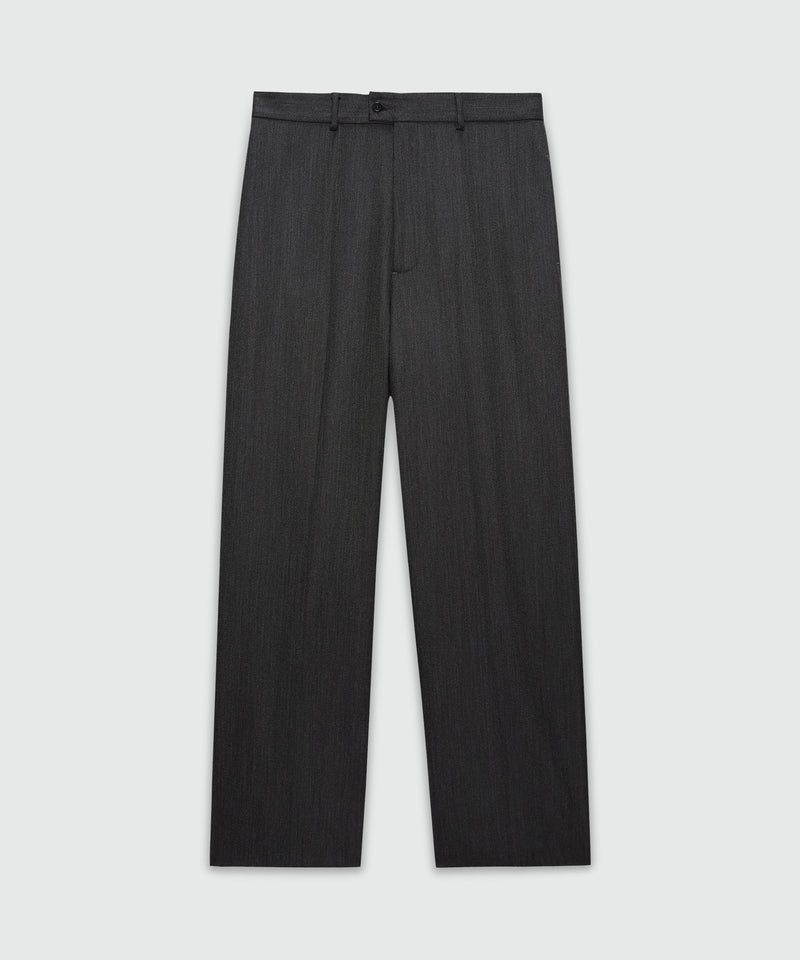 Pantaloni ampi antracite in twill di lana 98 Uomo 