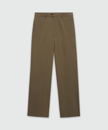 Wide-leg olive green trousers in cool wool with MSGM label