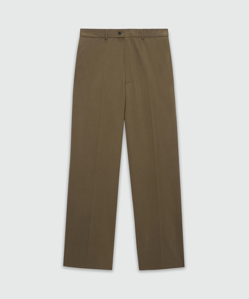 Wide-leg olive green trousers in cool wool with MSGM label 37 Men 