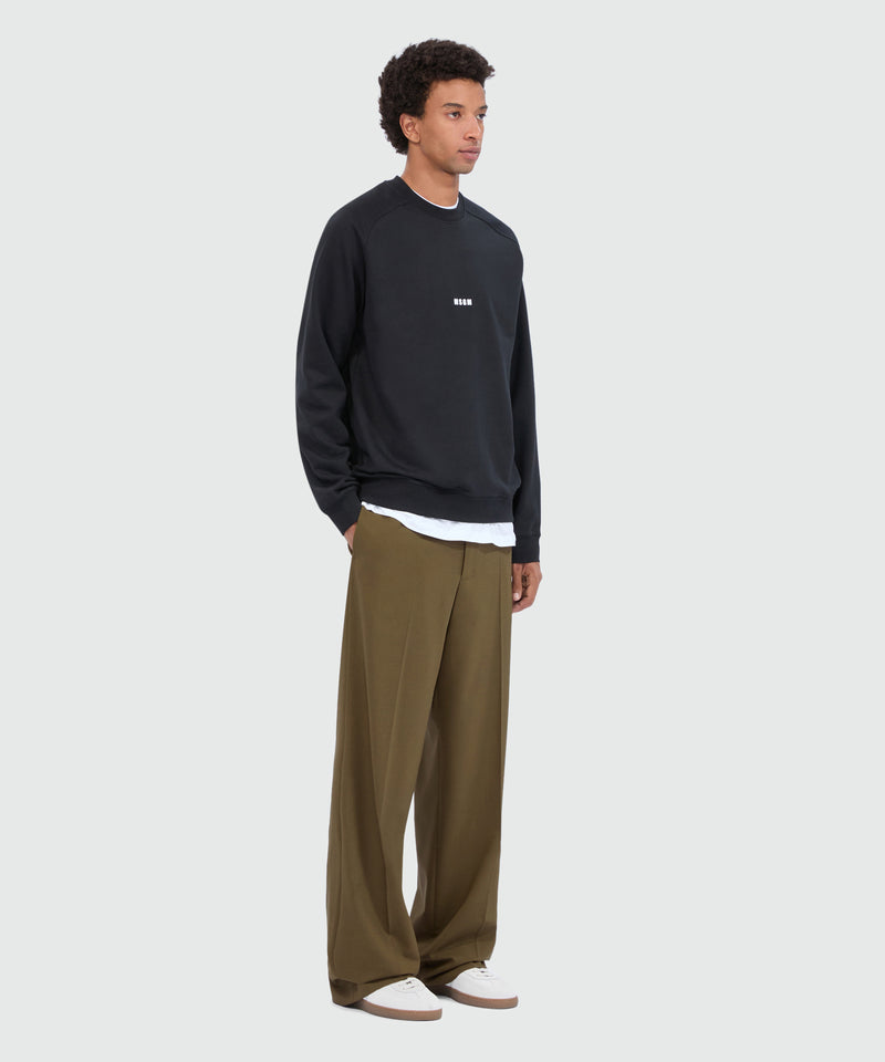 Wide-leg olive green trousers in cool wool with MSGM label 37 Men 