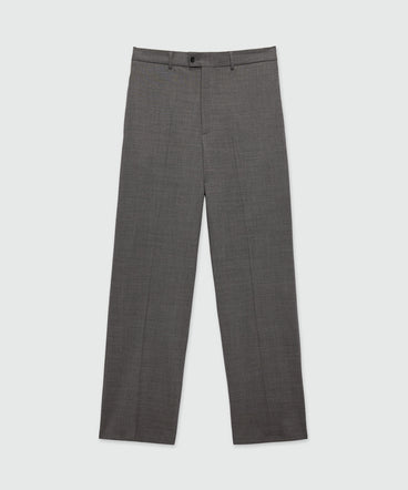 Wide-leg trousers in grey melange cool wool with MSGM label