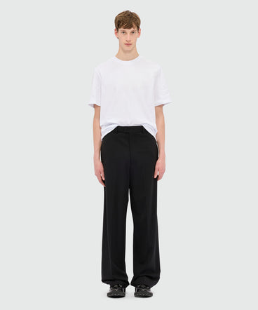 Wide black trousers in cool wool with MSGM label