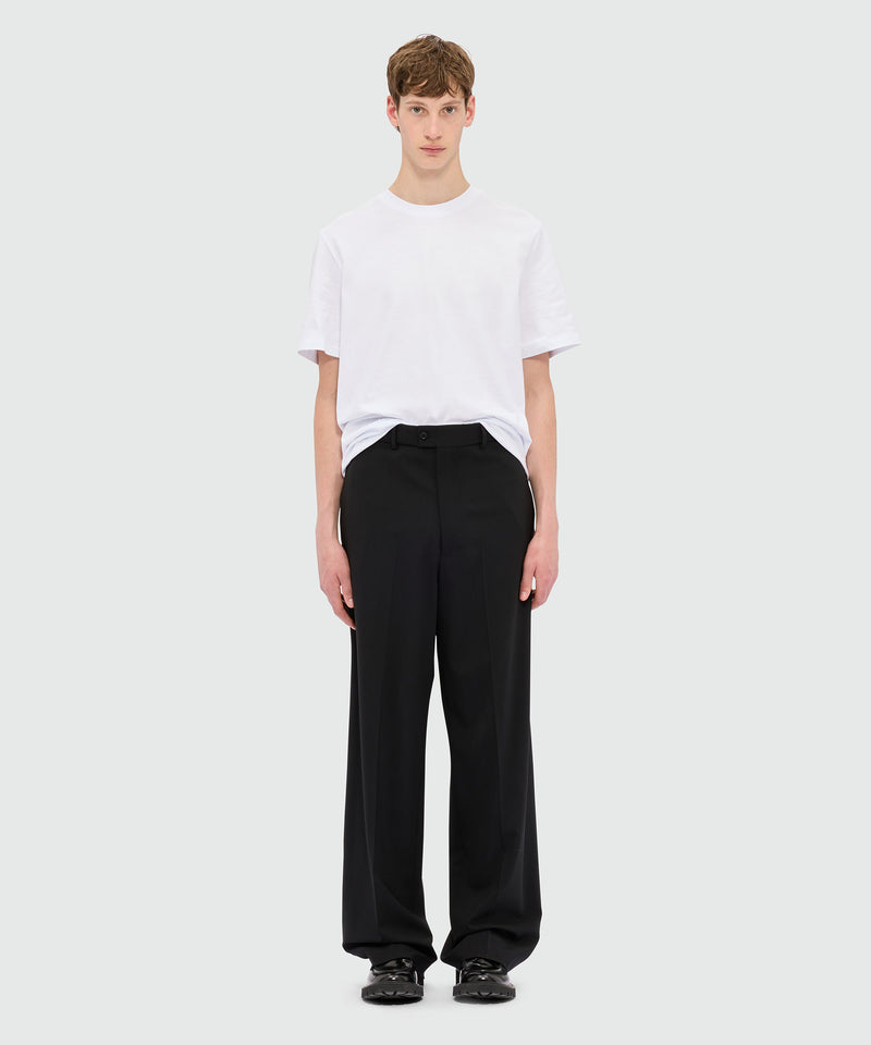 Wide black trousers in cool wool with MSGM label 99 Men 