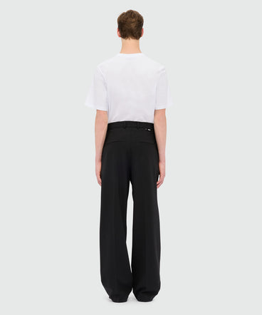 Wide black trousers in cool wool with MSGM label