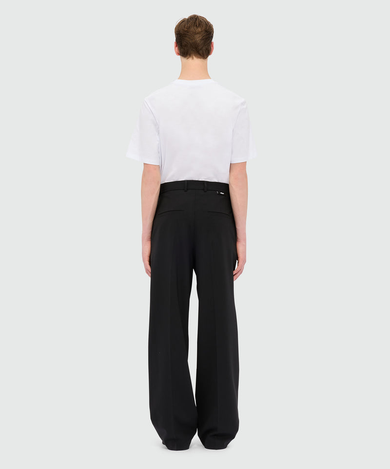 Wide black trousers in cool wool with MSGM label 99 Men 