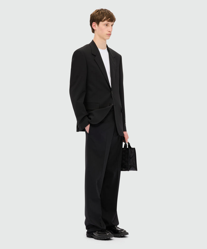 Wide black trousers in cool wool with MSGM label 99 Men 