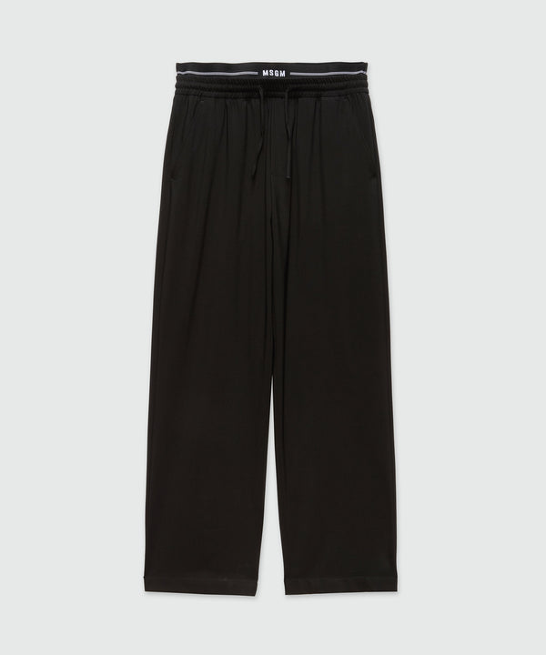 Wide black trousers in cool wool