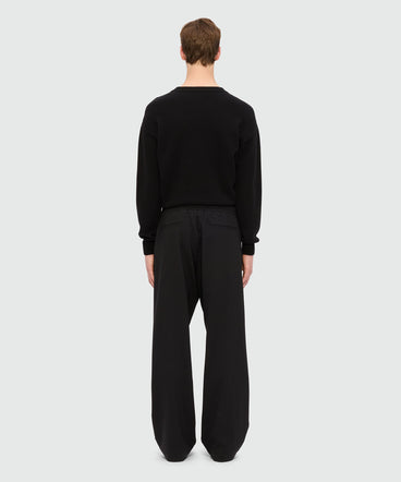 Wide black trousers in cool wool