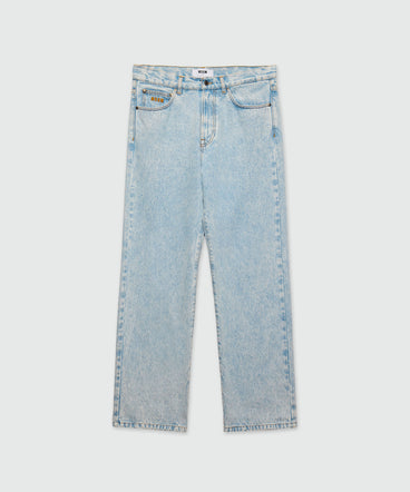 Light blue marbled denim trousers
