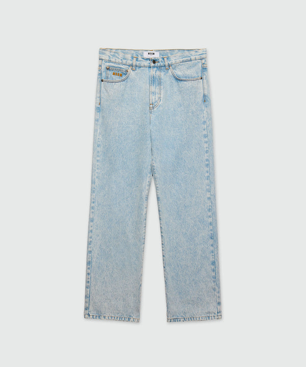 Light blue marbled denim trousers