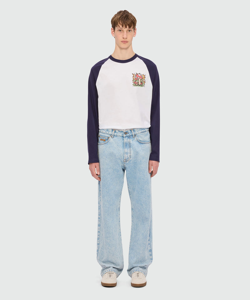 Light blue marbled denim trousers 84 Men 