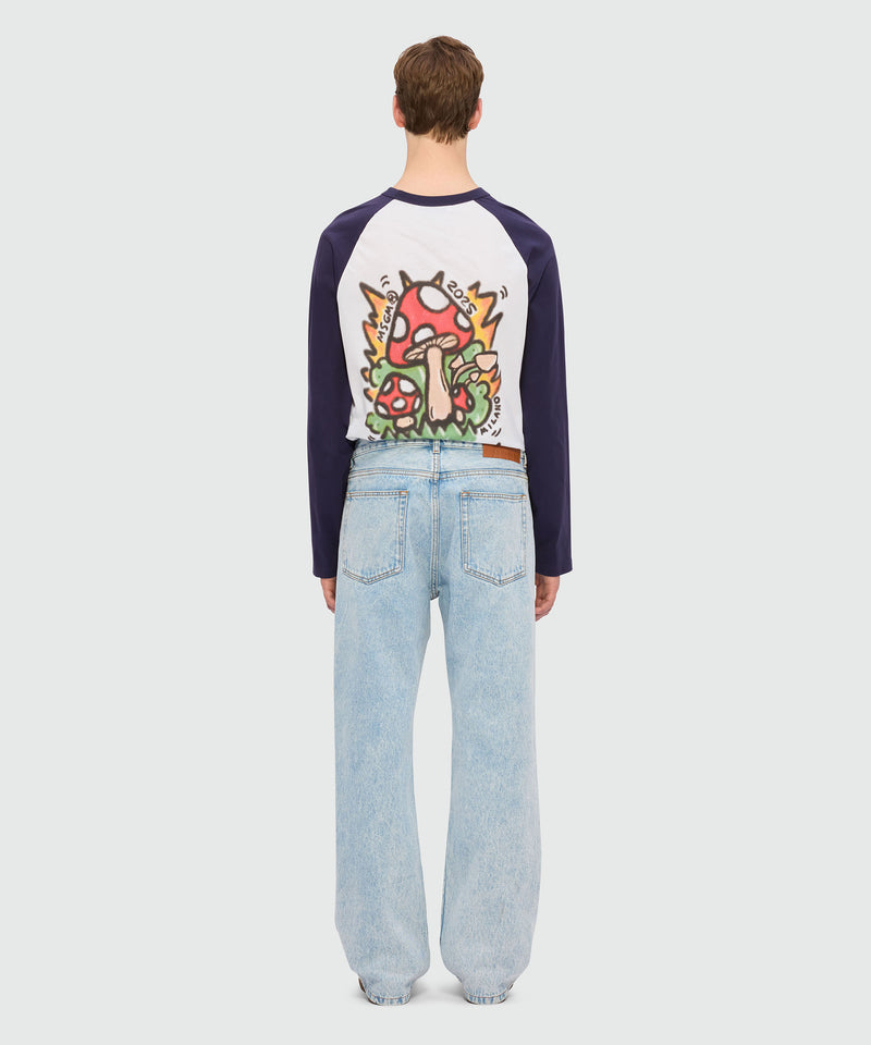 Light blue marbled denim trousers 84 Men 