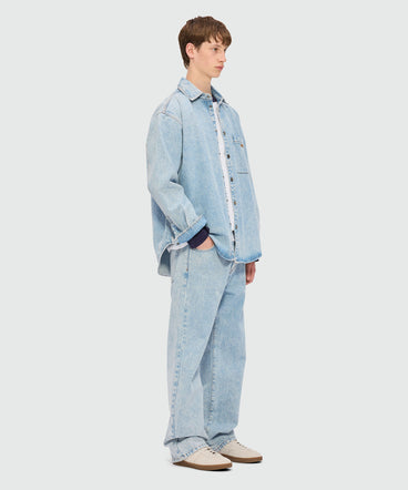 Light blue marbled denim trousers