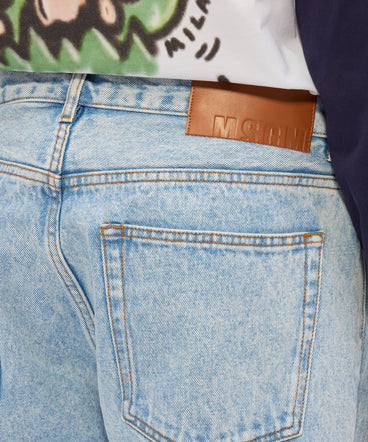 Light blue marbled denim trousers