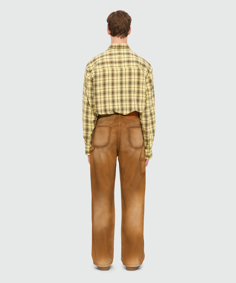 Beige spray-effect denim trousers 26 Men 