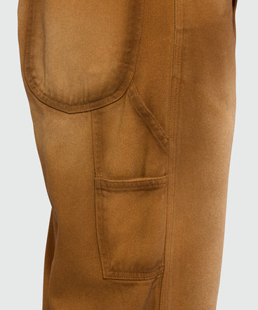 Beige spray-effect denim trousers
