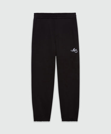 Black jersey joggers with cursive MSGM logo