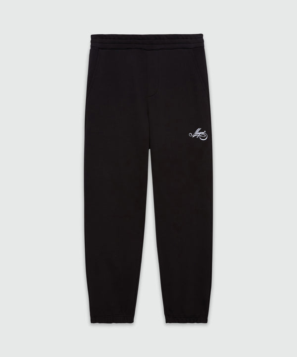 Black jersey joggers with cursive MSGM logo