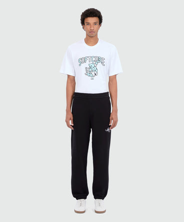 Black jersey joggers with cursive MSGM logo