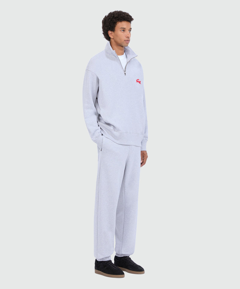 Pantaloni jogger grigio mélange con ricamo "Follow the rabbit®" 95 Uomo 