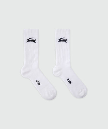 White socks with jacquard graphics