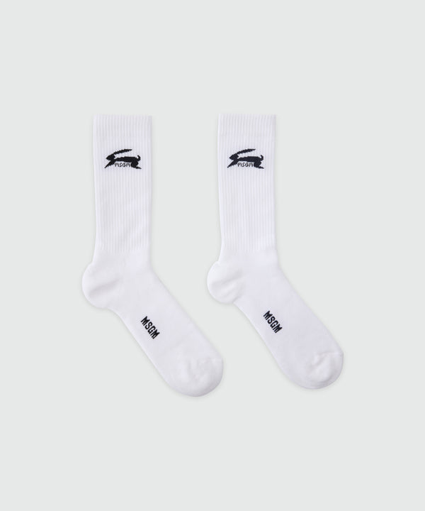 White socks with jacquard graphics