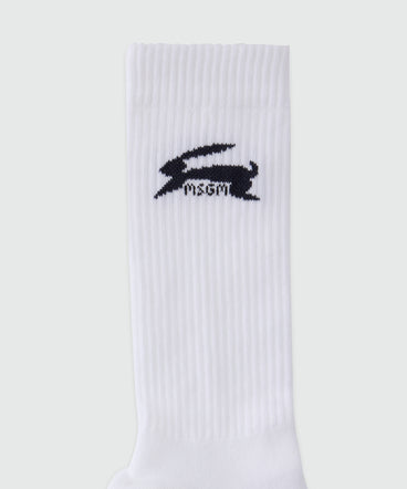 White socks with jacquard graphics