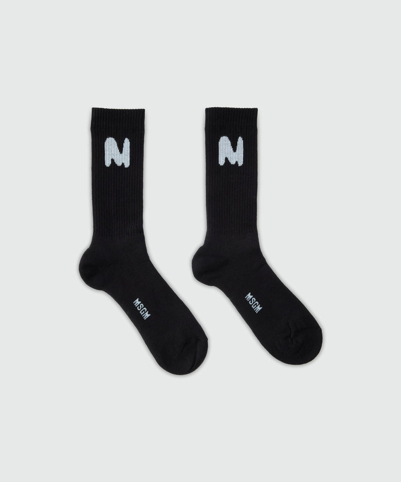 Black socks with "TheMwave" jacquard graphics 99 Men 