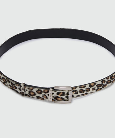 White pony-effect belt with animal print