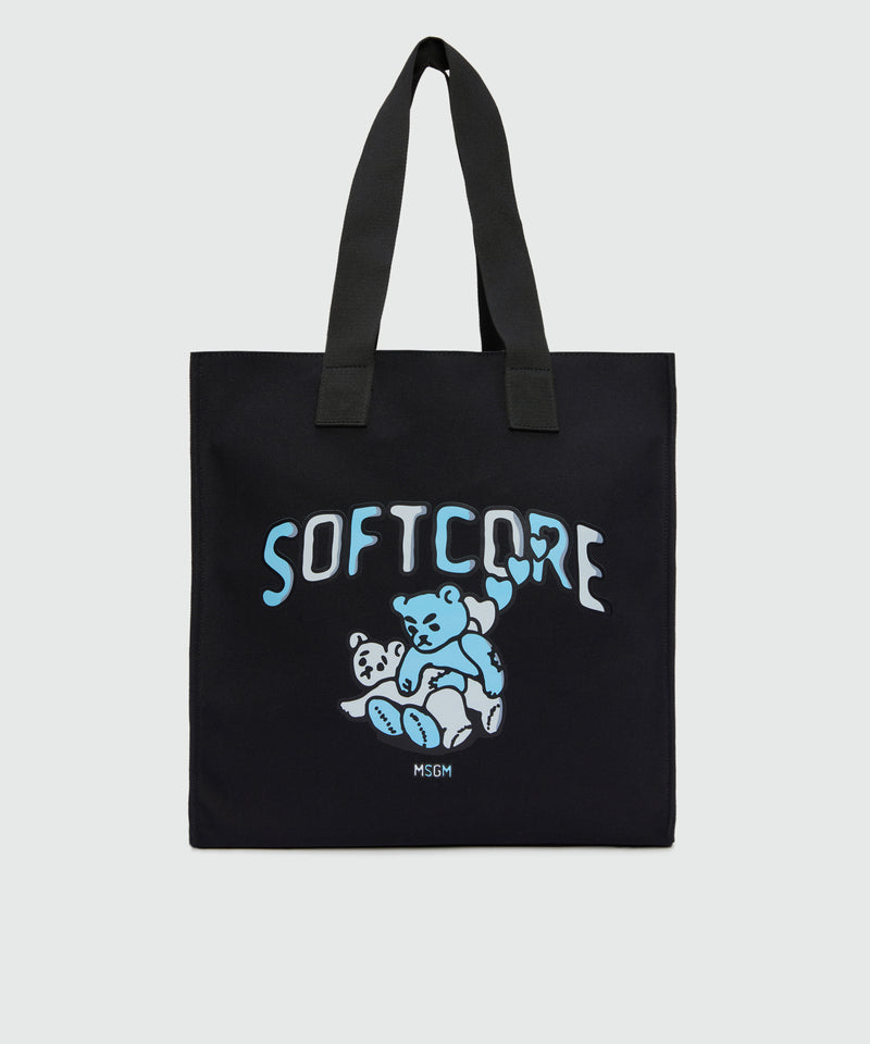 Black canvas tote with "Softcore" print 99 Men 