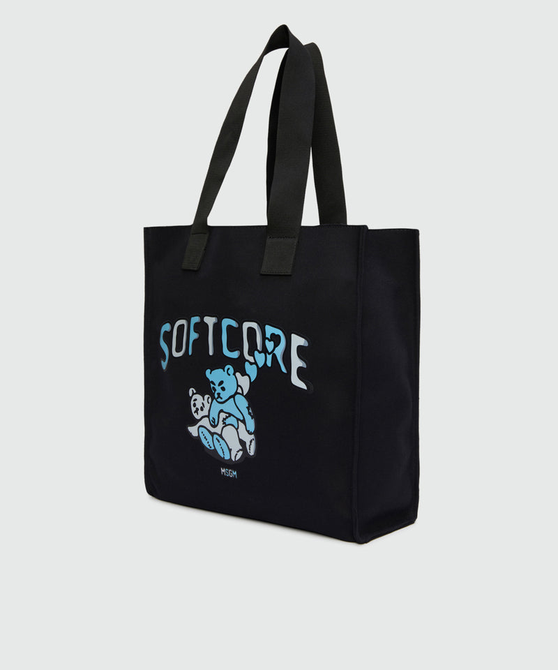 Black canvas tote with "Softcore" print 99 Men 