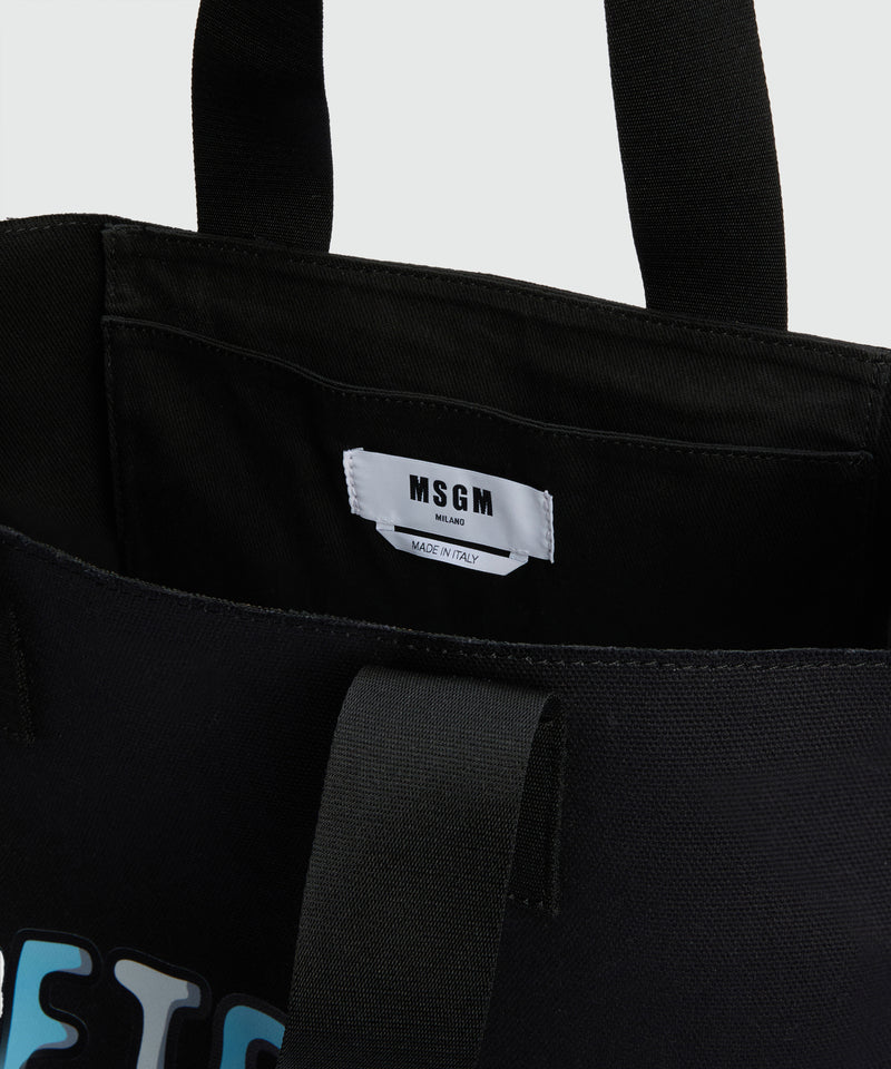 Black canvas tote with "Softcore" print 99 Men 