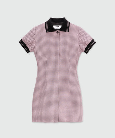 Pink mini dress with check pattern
