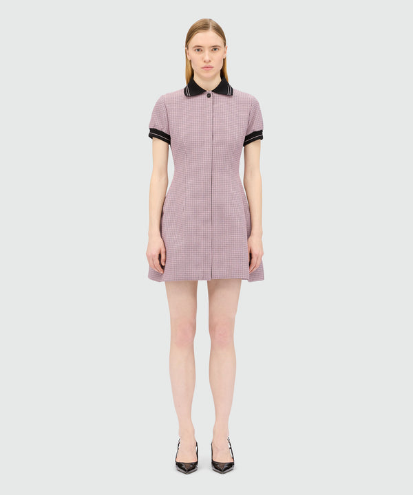 Pink mini dress with check pattern