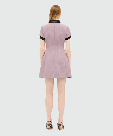 Pink mini dress with check pattern