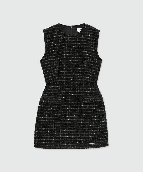 Black mini dress in doubled tweed