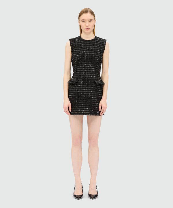 Black mini dress in doubled tweed