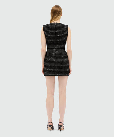 Black mini dress in doubled tweed