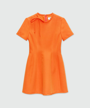 Orange cady minidress with bow detail