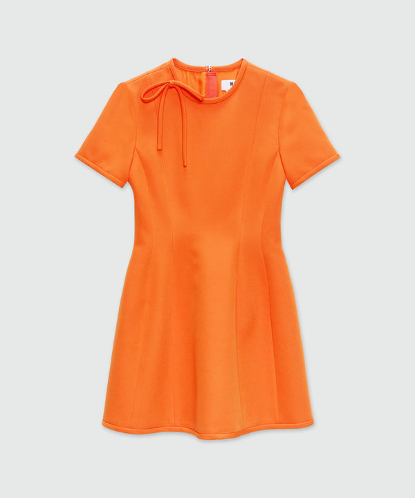 Orange cady minidress with bow detail