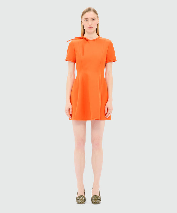 Orange cady minidress with bow detail