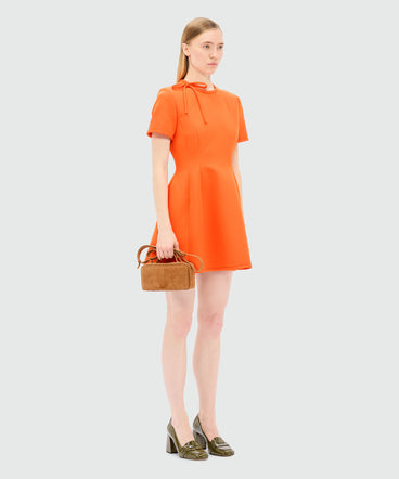 Orange cady minidress with bow detail