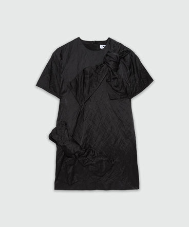 Black crinkle duchesse minidress with bow