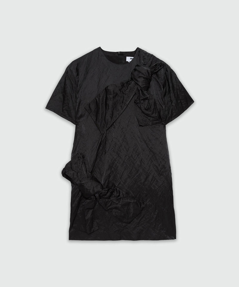 Black crinkle duchesse minidress with bow 99 Women 