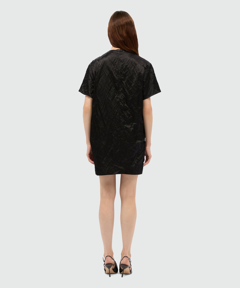 Black crinkle duchesse minidress with bow 99 Women 