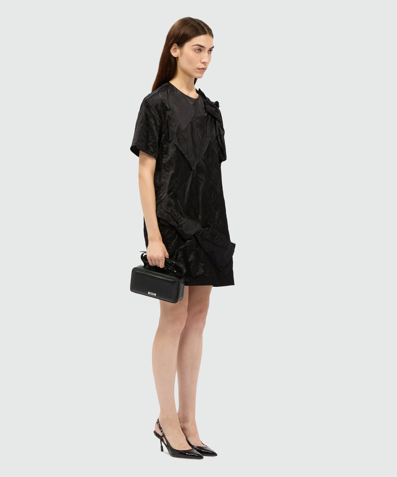 Black crinkle duchesse minidress with bow 99 Women 