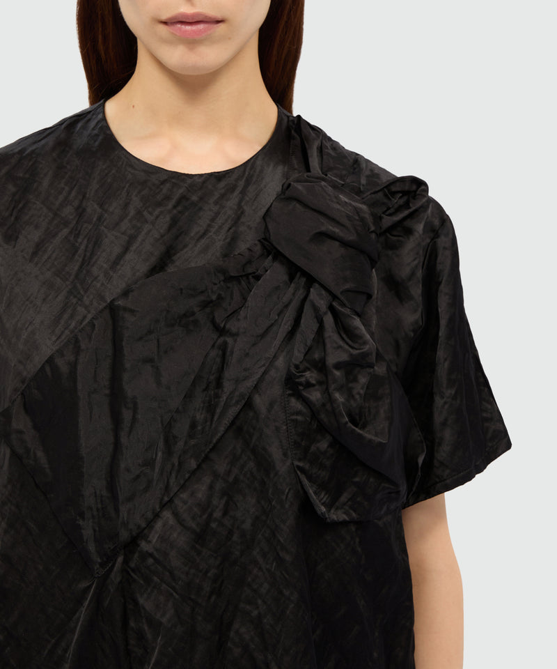 Black crinkle duchesse minidress with bow 99 Women 