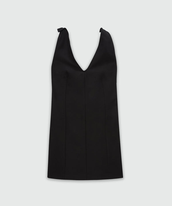 Black corset dress in double crêpe cady