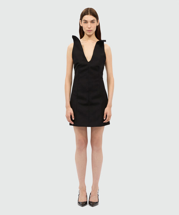 Black corset dress in double crêpe cady