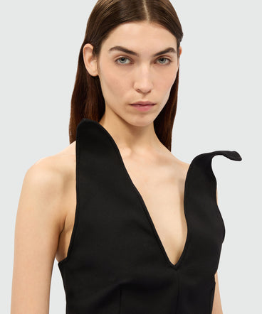 Black corset dress in double crêpe cady